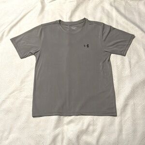Under armor, medium, gray, logo on front Left chest and back neckline.
